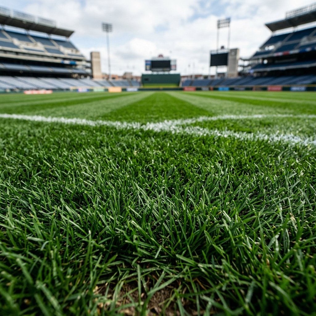 Manicured outfield turf